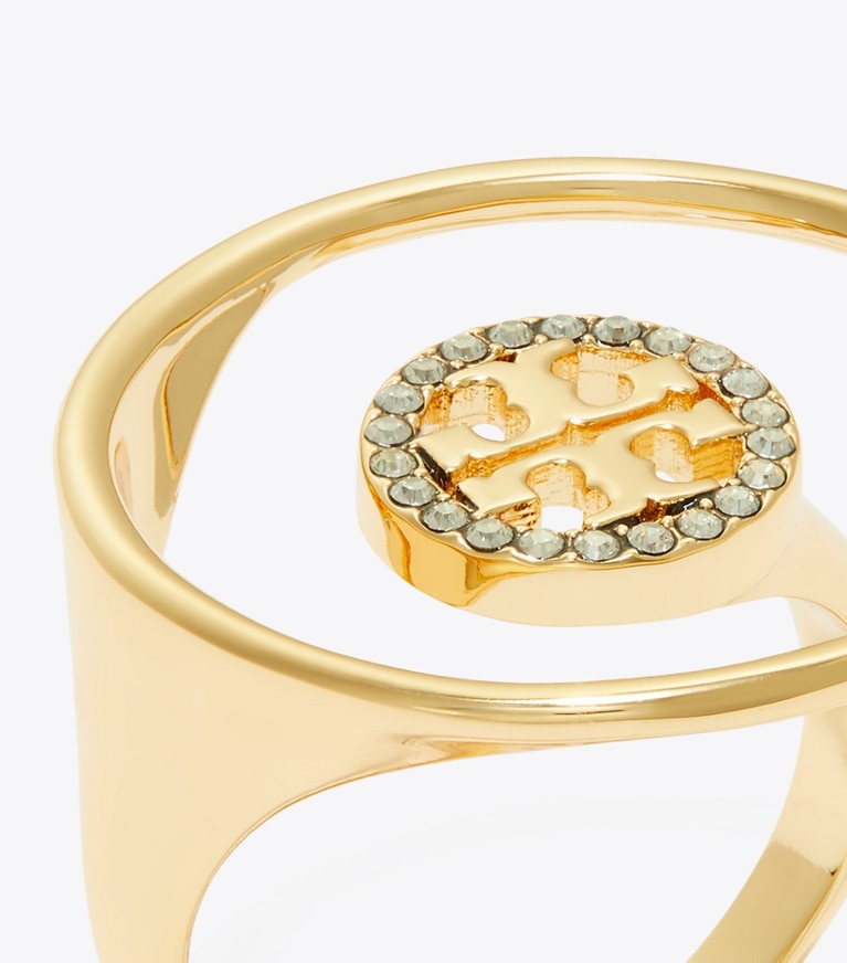 Tory Burch designer rings Miller Pavé Ring in Tory Gold / Crystal angle