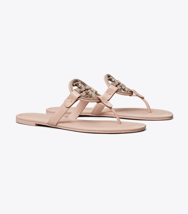 Tory Burch designer sandals Miller Pavé Sandal in SHELL PINIK / SILVER angle