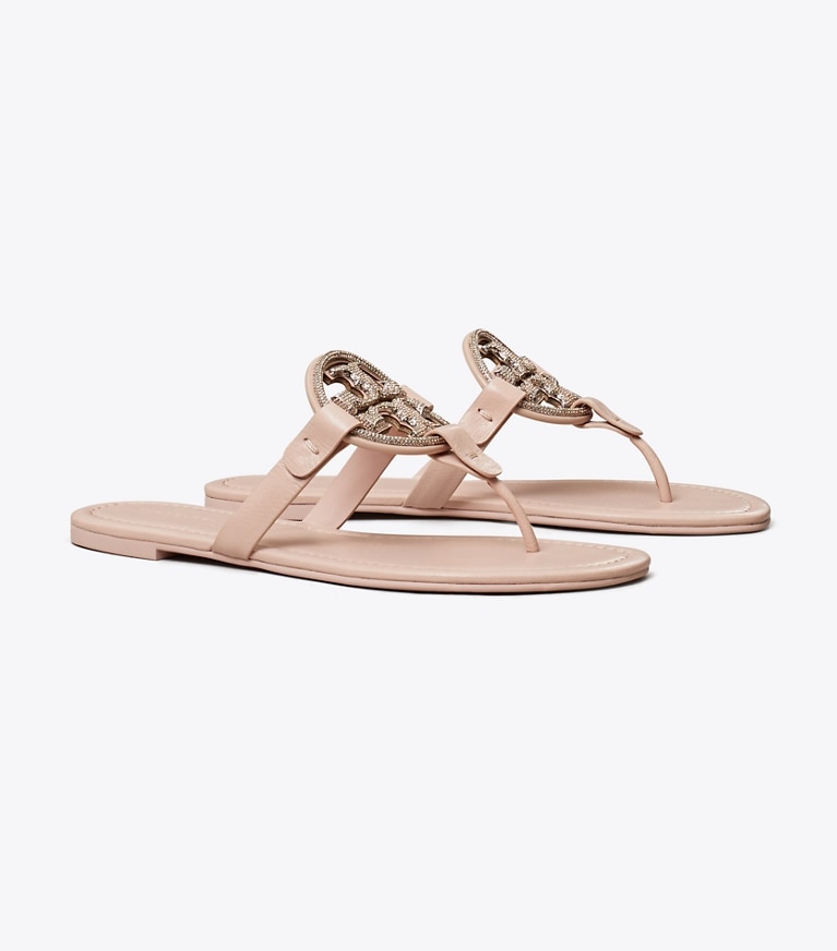 Tory Burch designer sandals Miller Pavé Sandal in SHELL PINIK / SILVER angle