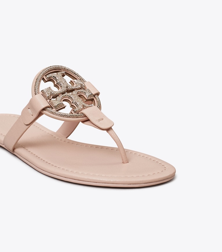 Tory Burch designer sandals Miller Pavé Sandal in SHELL PINIK / SILVER angle