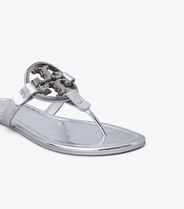 Tory Burch designer sandals Miller Pavé Sandal in SILVER / SILVER angle