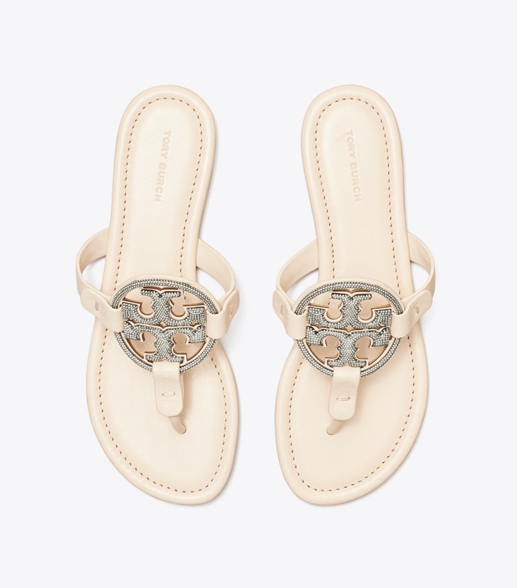 Tory Burch designer sandals Miller Pavé Sandal in New Cream overhead