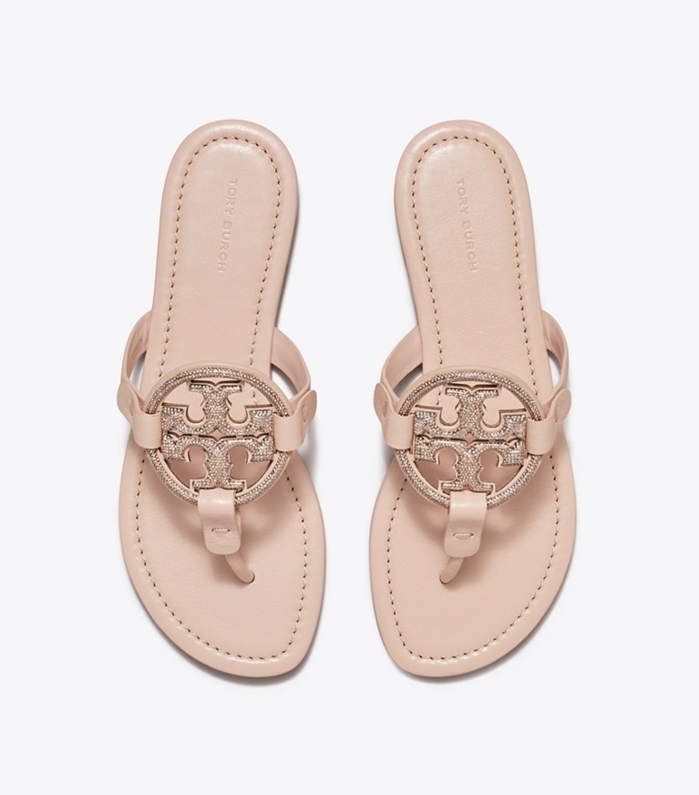 Tory Burch designer sandals Miller Pavé Sandal in SHELL PINIK / SILVER angle