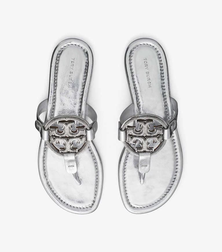 Tory Burch designer sandals Miller Pavé Sandal in SILVER / SILVER angle