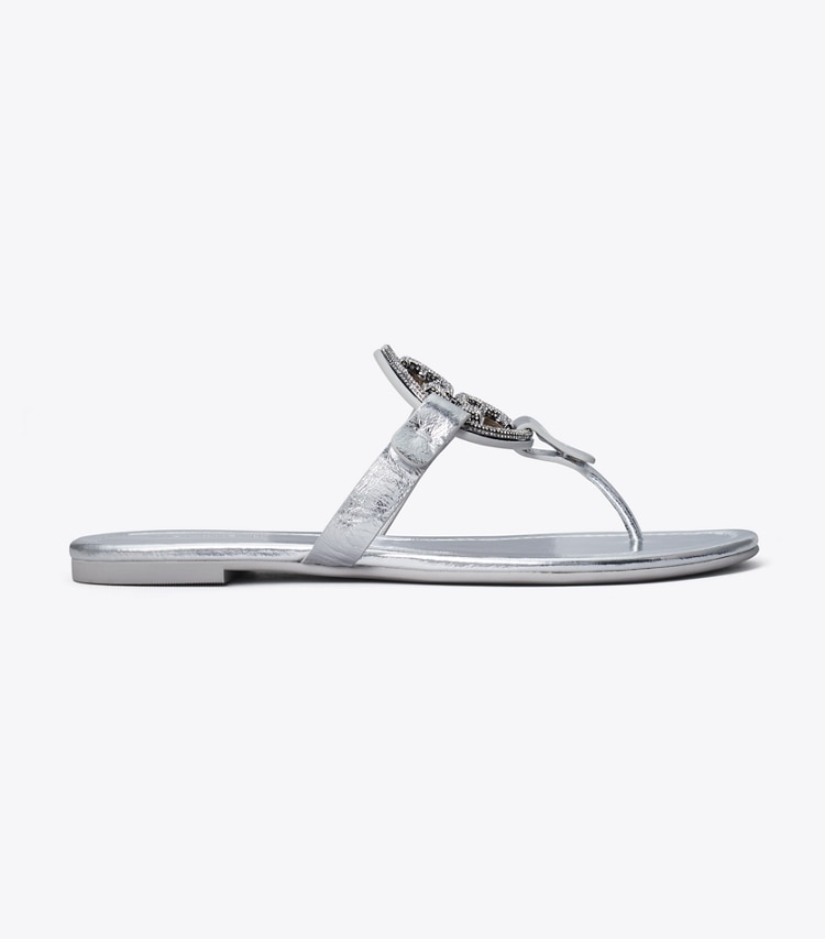 Tory Burch designer sandals Miller Pavé Sandal in SILVER / SILVER side