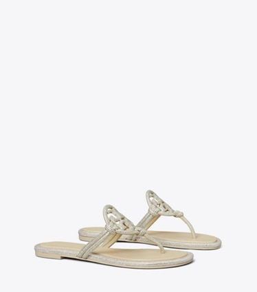 Tory Burch White Jelly Miller Sandals Pearls 2024 Gold Logo