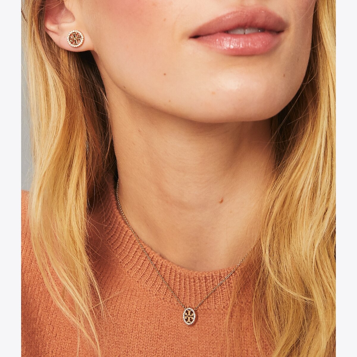 Miller Pavé Pendant Necklace & Stud Earring Gift Set: Women's