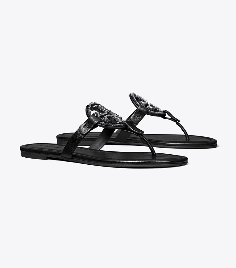 Black and white tory burch sandals hotsell