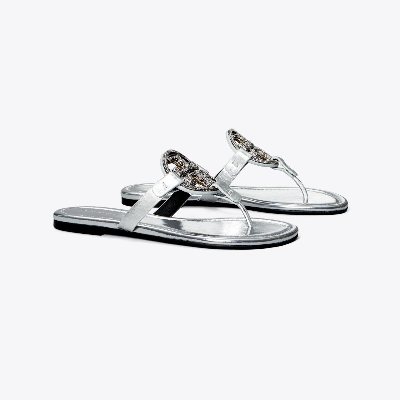 Tory burch silver store flip flops