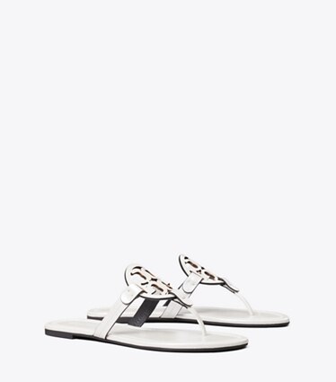 Tory Burch designer sandals Miller Pearlescent Sandal in PEARL WHITE angle