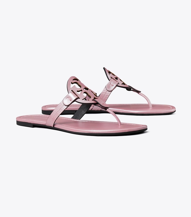 Tory Burch designer sandals Miller Pearlescent Sandal in PEARLESCENT PINK angle