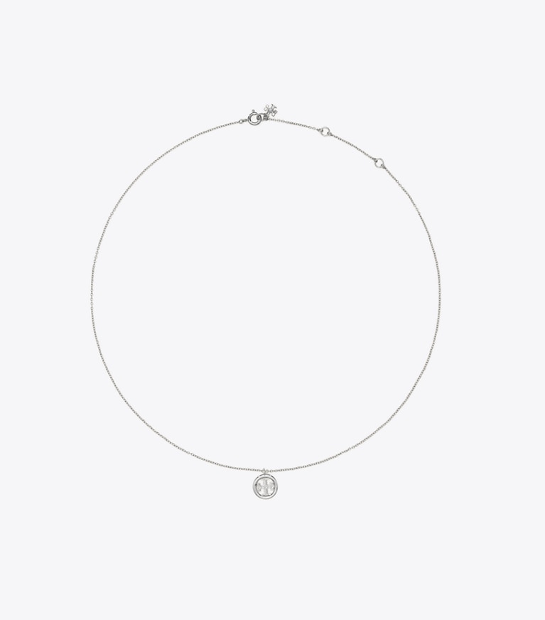 Tory Burch designer necklaces Miller Pendant Necklace in Tory Silver front