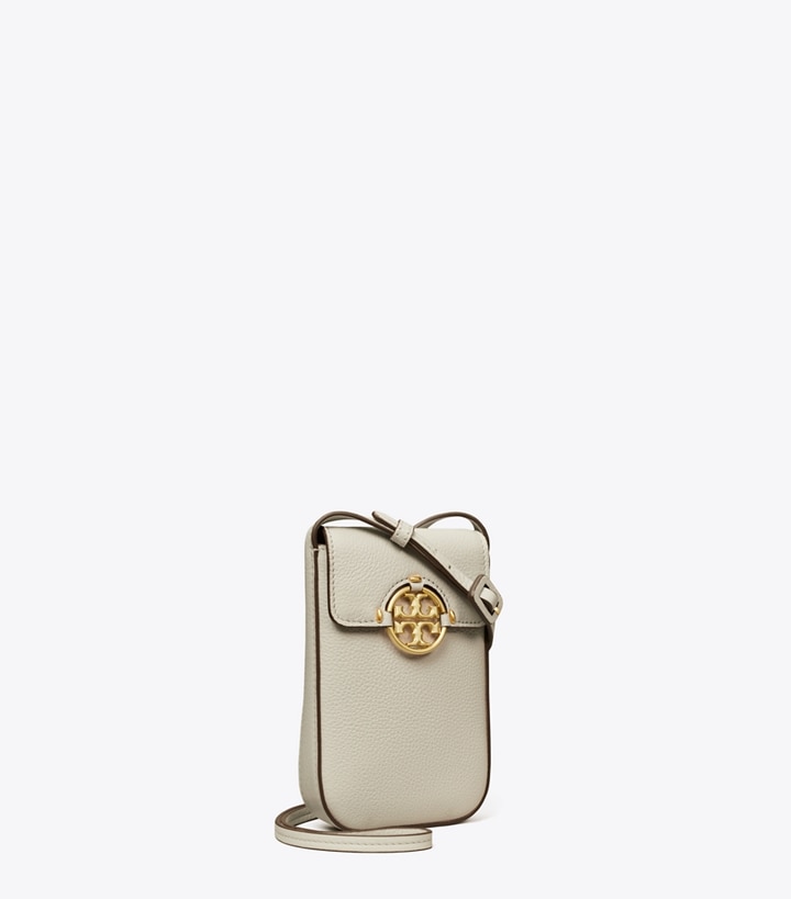 Tory Burch designer mini bags Miller Phone Crossbody in Feather Gray angle
