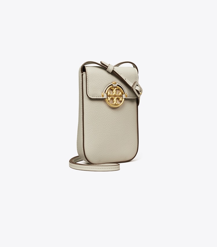 Tory Burch designer mini bags Miller Phone Crossbody in Feather Gray angle