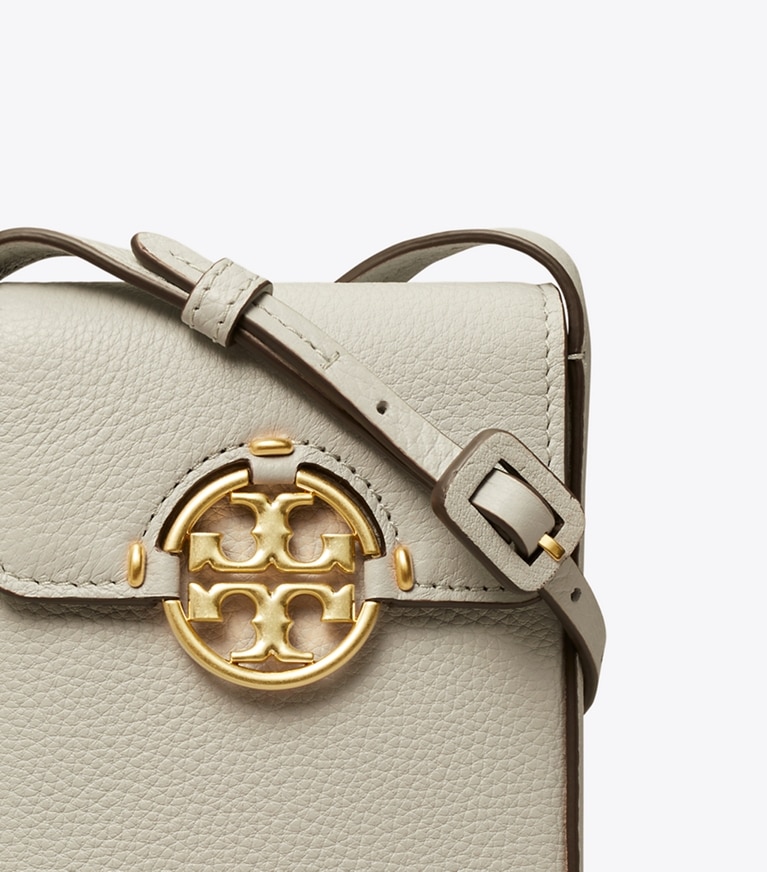 Tory Burch designer mini bags Miller Phone Crossbody in Feather Gray angle