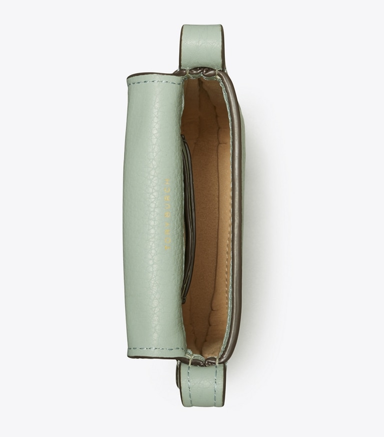 Tory Burch designer mini bags Miller Phone Crossbody in Blue Celadon angle