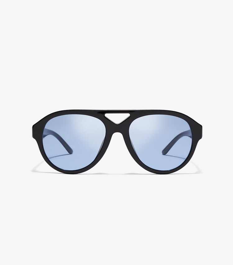 Tory Burch designer sunglasses & eyewear Miller Pilot Sunglasses in BLACK/BLUE front