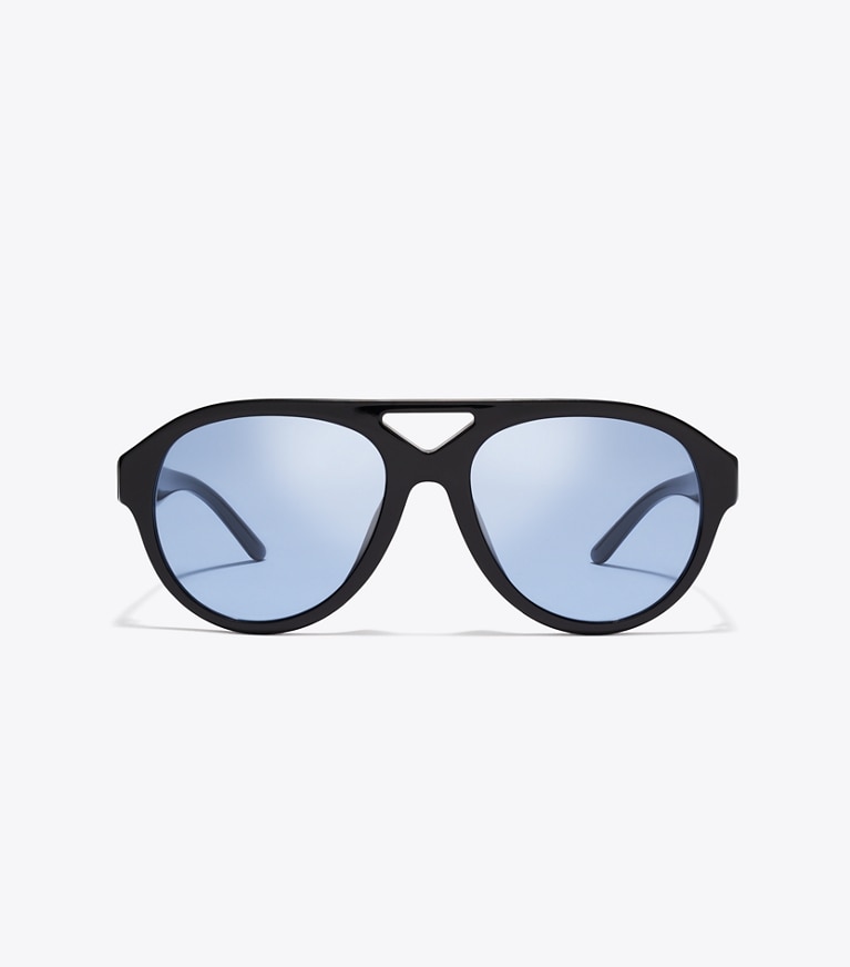 Tory Burch designer sunglasses & eyewear Miller Pilot Sunglasses in BLACK/BLUE front