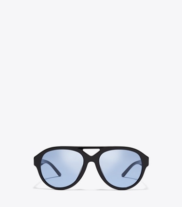 Tory Burch designer sonnenbrillen & brillen Miller Pilotensonnenbrille in BLACK/BLUE front