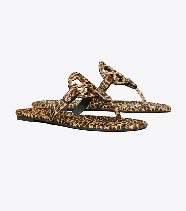 Tory Burch designer sandals Miller Printed Calf Hair Sandal in LEOPARD MULTI angle