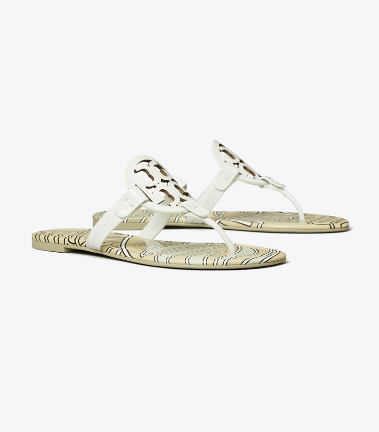 Tory Burch designer sandals Miller Printed Patent Sandal in BLANC / NEUTRAL ZEBRA angle