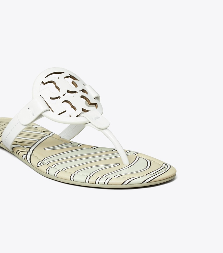 Tory Burch designer sandals Miller Printed Patent Sandal in BLANC / NEUTRAL ZEBRA angle