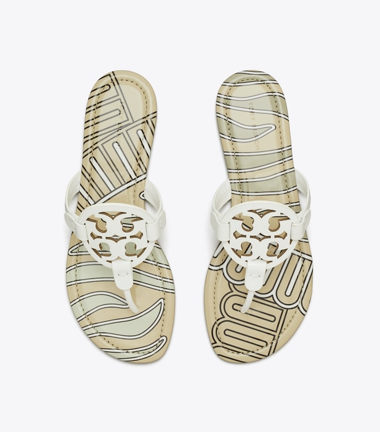 Tory Burch designer sandals Miller Printed Patent Sandal in BLANC / NEUTRAL ZEBRA angle