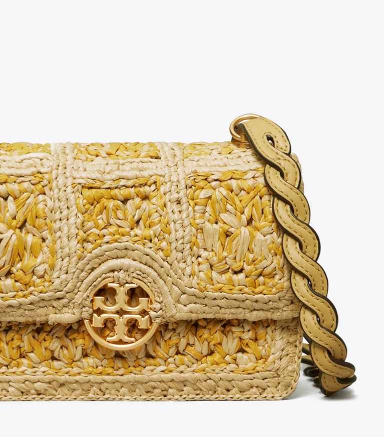 Tory Burch designer shoulder bags Miller Raffia Mini Bag in BEESWAX angle