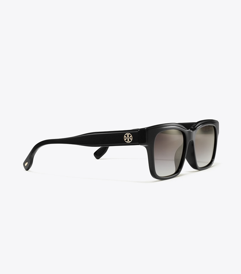 Tory Burch designer sunglasses & eyewear Miller Rectangle Sunglasses in BLACK/GREY GRADIENT detail