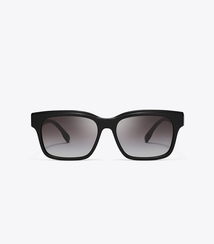 Tory Burch designer sunglasses & eyewear Miller Rectangle Sunglasses in BLACK/GREY GRADIENT front
