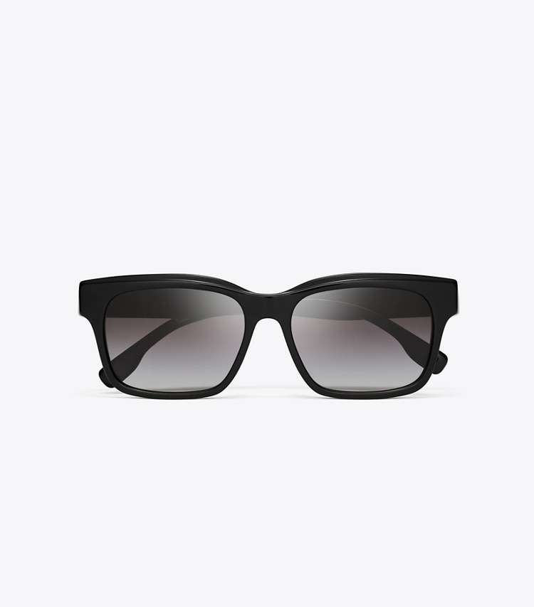 Tory Burch designer sunglasses & eyewear Miller Rectangle Sunglasses in BLACK/GREY GRADIENT overhead