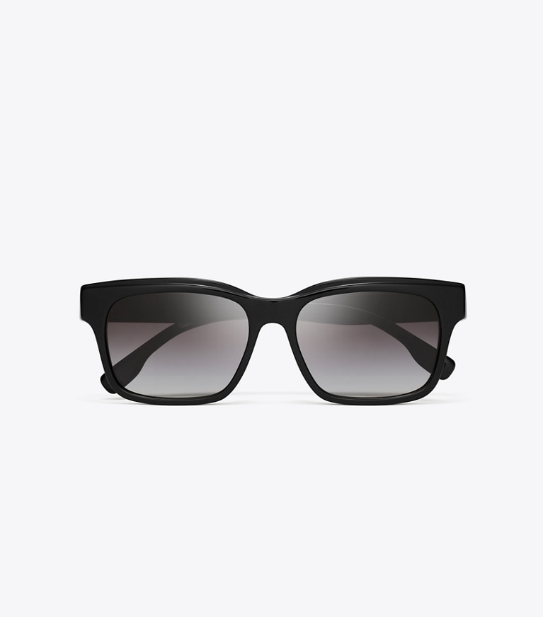 Tory Burch designer sunglasses & eyewear Miller Rectangle Sunglasses in BLACK/GREY GRADIENT overhead