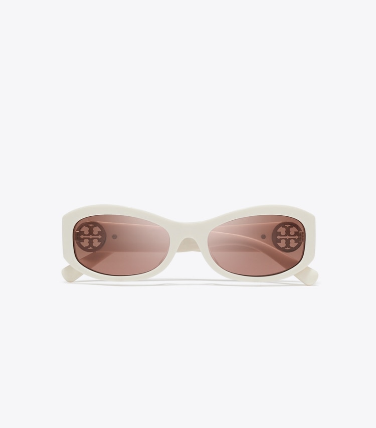 Tory Burch designer sunglasses & eyewear Miller Rectangle Sunglasses in BONE/LIGHT BROWN overhead