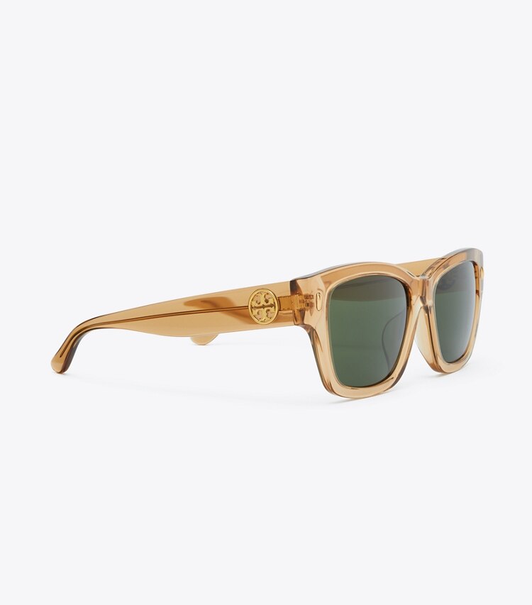 Tory Burch designer sunglasses & eyewear Miller Rectangular Sunglasses in CAMEL detail
