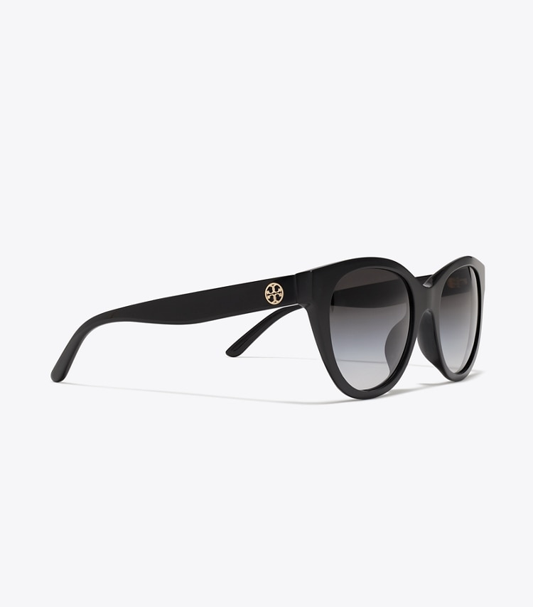 Tory Burch designer sunglasses & eyewear Miller Round in BLACK/GREY GRADIENT detail