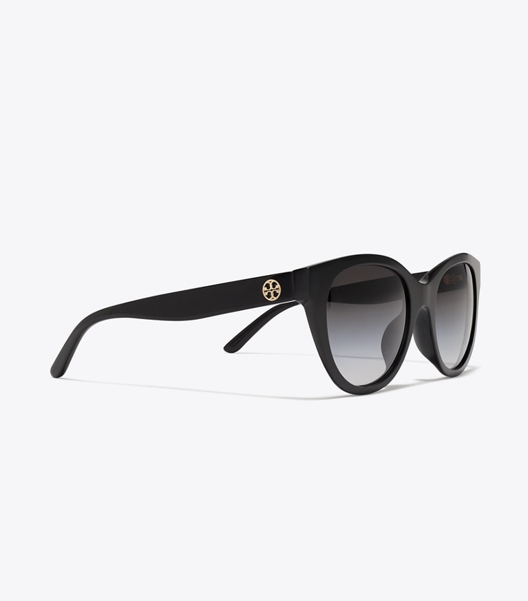 Tory Burch designer sunglasses & eyewear Miller Round in BLACK/GREY GRADIENT detail