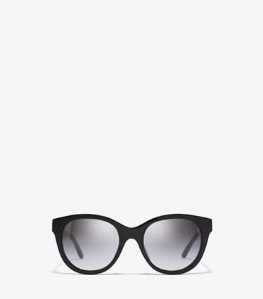 Tory Burch designer sunglasses & eyewear Miller Round in BLACK/GREY GRADIENT front