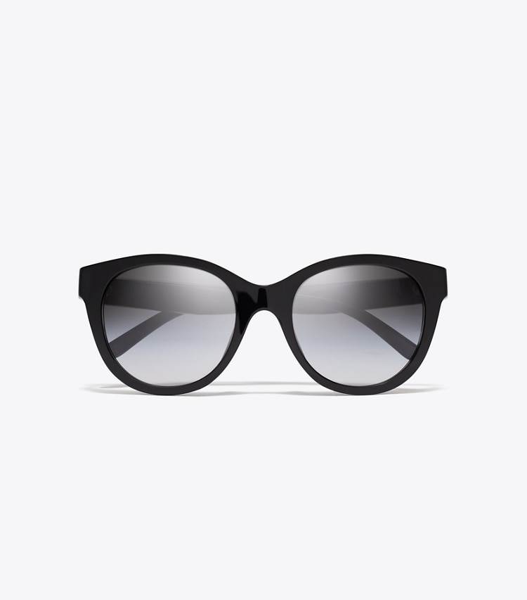 Tory Burch designer sunglasses & eyewear Miller Round in BLACK/GREY GRADIENT overhead