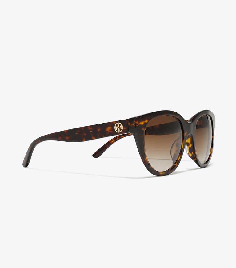 Tory Burch designer sunglasses & eyewear Miller Round Sunglasses in DARK TORTOISE/ SOLID BROWN detail