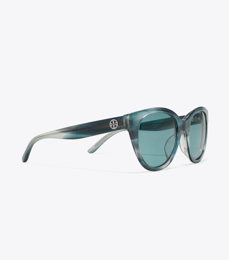 Tory Burch designer sonnenbrillen & brillen Miller Round Sunglasses in TEAL STRIATED/PETROL GREEN detail