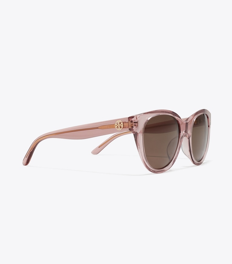 Tory Burch designer sonnenbrillen & brillen Miller Round Sunglasses in TRANSPARENT PINK/ DARK BROWN detail