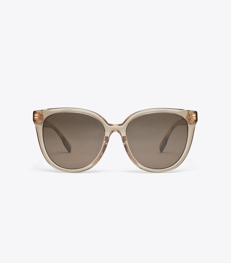 Tory Burch designer sunglasses & eyewear Miller Round Sunglasses in TRANSPARENT BROWN/ DARK BROWN front