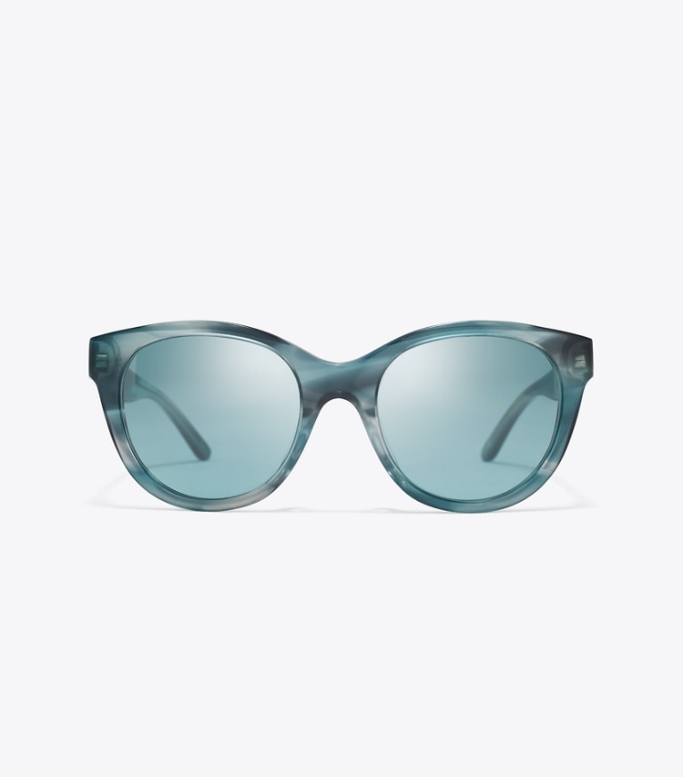 Tory Burch designer sonnenbrillen & brillen Miller Round Sunglasses in TEAL STRIATED/PETROL GREEN front
