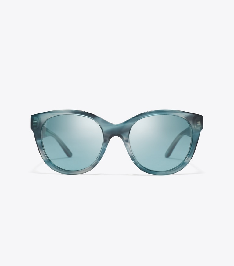 Tory Burch designer sonnenbrillen & brillen Miller Round Sunglasses in TEAL STRIATED/PETROL GREEN front