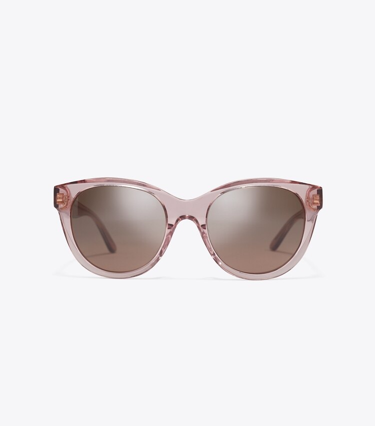 Tory Burch designer sonnenbrillen & brillen Miller Round Sunglasses in TRANSPARENT PINK/ DARK BROWN front