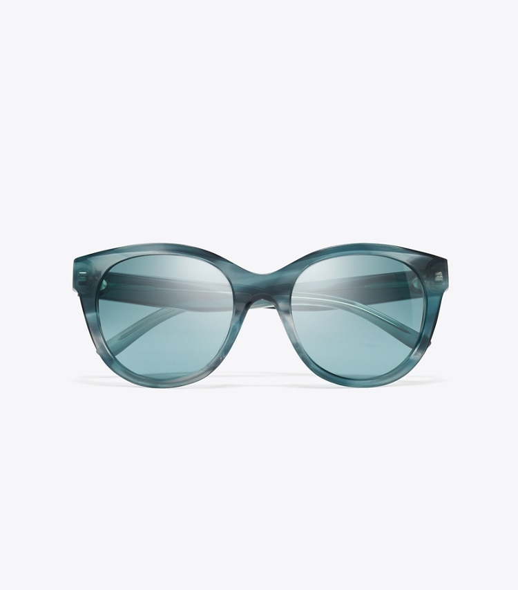 Tory Burch designer sonnenbrillen & brillen Miller Round Sunglasses in TEAL STRIATED/PETROL GREEN von oben