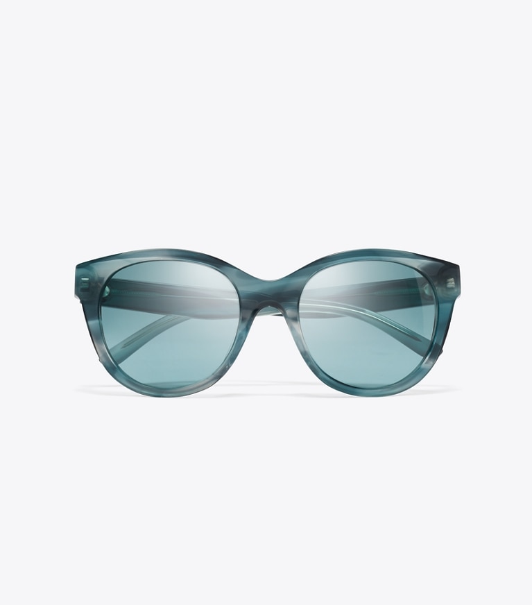 Tory Burch designer sonnenbrillen & brillen Miller Round Sunglasses in TEAL STRIATED/PETROL GREEN von oben