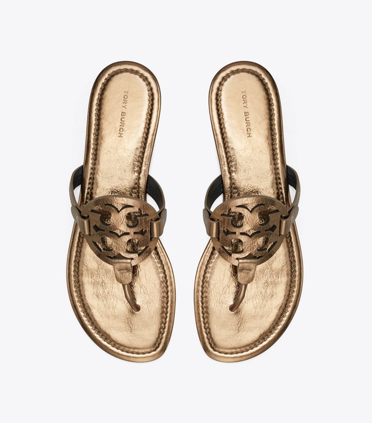 Tory Burch designer サンダル ミラー サンダル in COPPER FREEZE オーバーヘッド