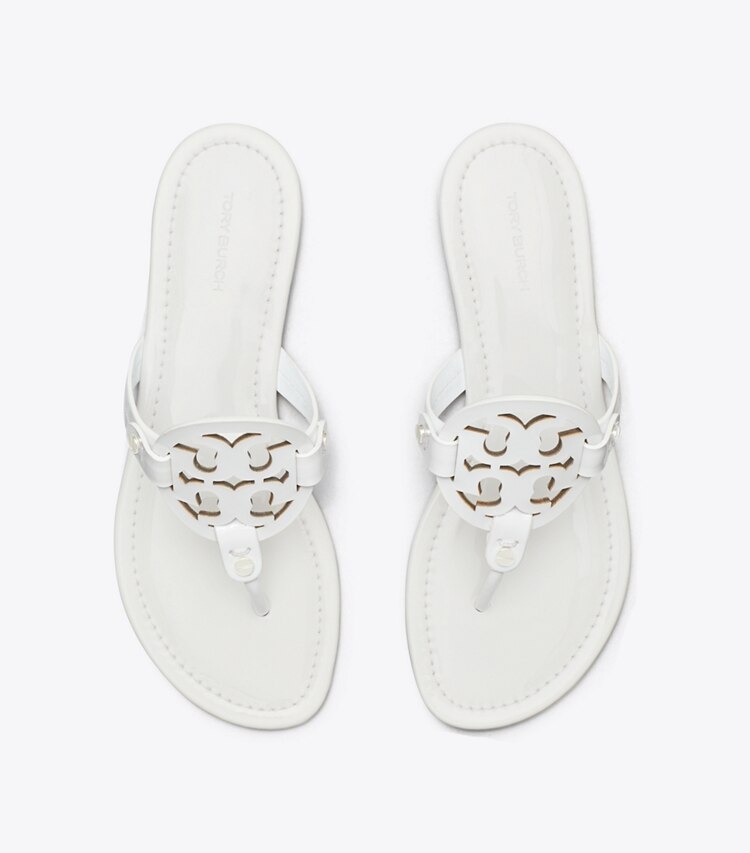 Tory Burch designer sandalen Miller Sandale aus Lackleder in Optic White von oben