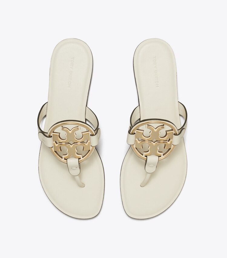 Tory Burch designer sandalen Miller Sandale mit Metall-Logo in LIGHT CREAM / GOLD von oben